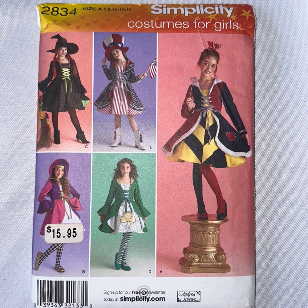 Simplicity costumes for girls size 7 through 14